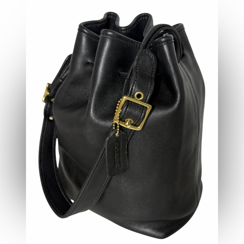 Vintage Coach Legacy 9165 Black Leather Bucket Bag Brass Hardware 90s Classic US